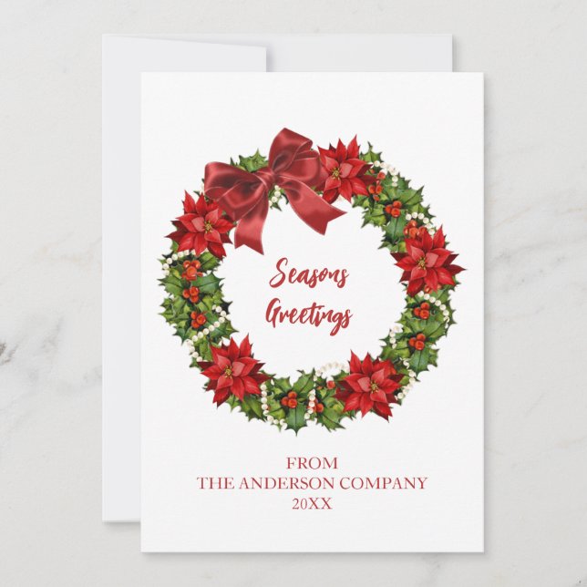 Cartes Pour Fêtes Annuelles Élégant Joyeuses Fêtes de la société Wreath (Devant)