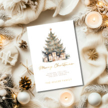 Élégant Joyeux Arbre de Noël Gold Minimaliste