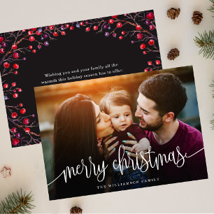 Cartes Pour Fêtes Annuelles Elégant Joyeux Baies de Noël Retour Photo Blanc