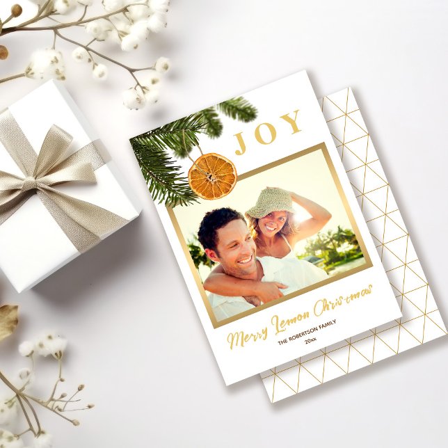 Cartes Pour Fêtes Annuelles Elégant Joyeux Citron de Noël Agrumes Photo modern (Créateur téléchargé)