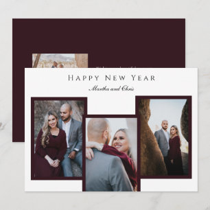 Cartes Pour Fêtes Annuelles Élégant Joyeux Jour de l'An Script 3 Photo Collage