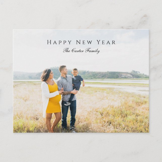 Cartes Pour Fêtes Annuelles Élégant Joyeux Joyeux Nouvel An Script Photo Gross (Devant)
