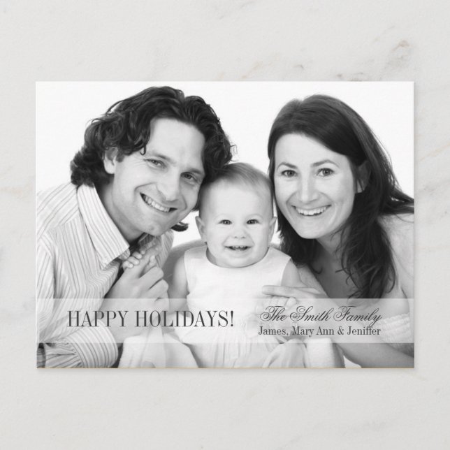 Cartes Pour Fêtes Annuelles Elégant Joyeux Joyeux Vacances Famille Photo Grey (Devant)