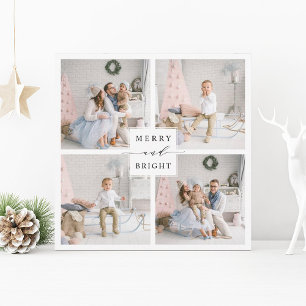 Cartes Pour Fêtes Annuelles Elégant Joyeux & Lumineux 4 Photo Holiday Card