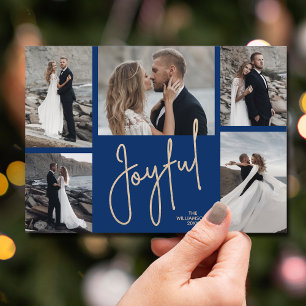 Cartes Pour Fêtes Annuelles Elégant Joyeux Multi Photo Blue Noël