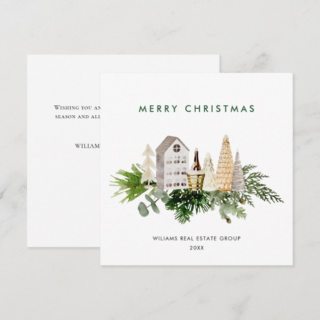 Cartes Pour Fêtes Annuelles Élégant Joyeux Noël Boho Composition Entreprise (Devant / Derrière)