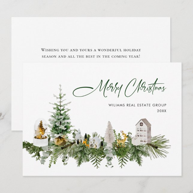 Cartes Pour Fêtes Annuelles Élégant Joyeux Noël Boho Composition Entreprise (Devant / Derrière)
