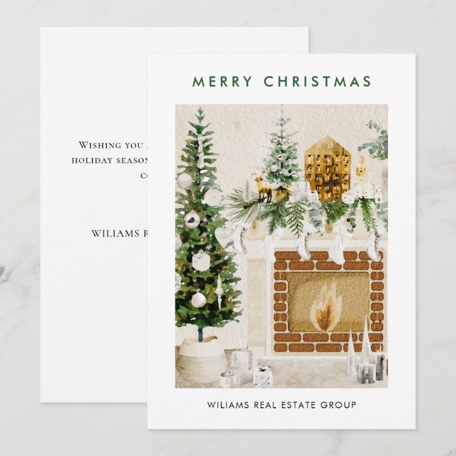 Cartes Pour Fêtes Annuelles Élégant Joyeux Noël Boho Composition Entreprise (Devant / Derrière)