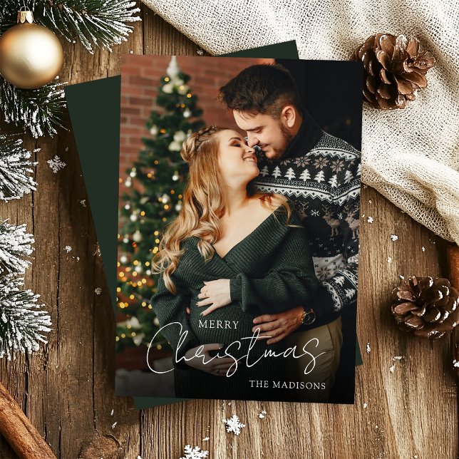 Cartes Pour Fêtes Annuelles Élégant Joyeux Noël Couple Photo (Créateur téléchargé)