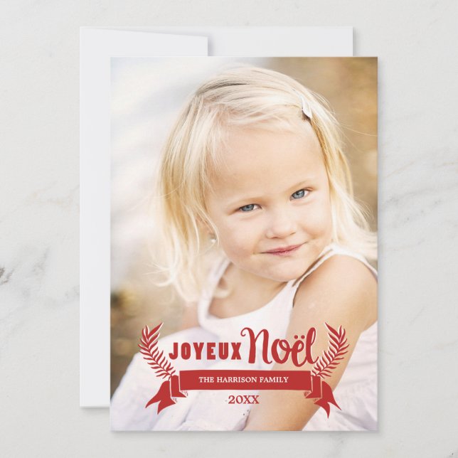 Cartes Pour Fêtes Annuelles Élégant Joyeux Noel Flammes de neige rustiques Pho (Devant)