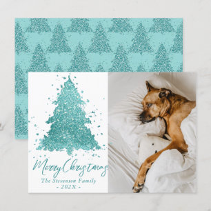 Cartes Pour Fêtes Annuelles Élégant Joyeux Noël Luxe Aqua Mint Photo