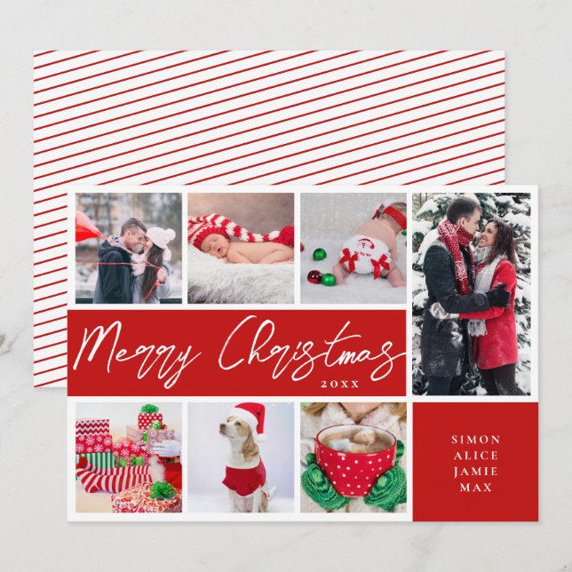 Cartes Pour Fêtes Annuelles Élégant Joyeux Noël personnalisé Collage photo (Devant / Derrière)