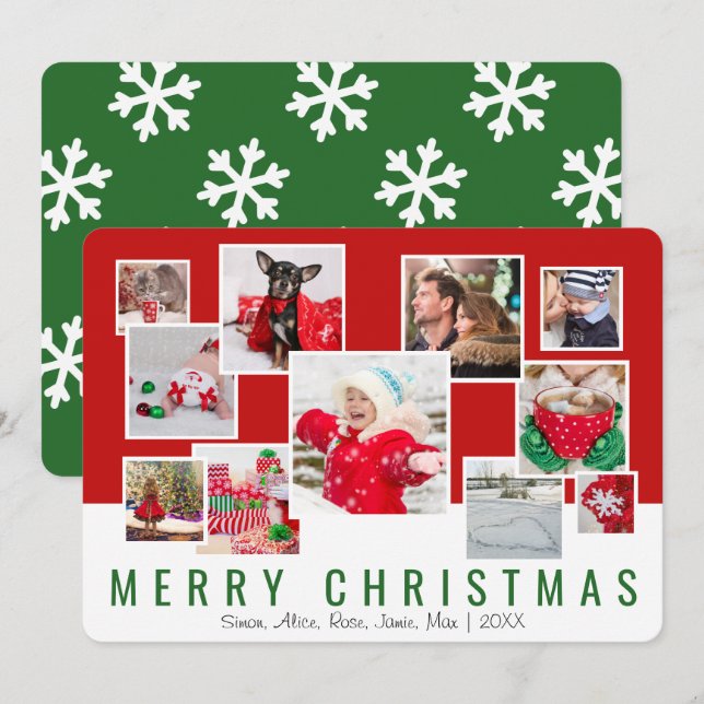 Cartes Pour Fêtes Annuelles Élégant Joyeux Noël personnalisé Collage photo (Devant / Derrière)