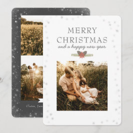 Cartes Pour Fêtes Annuelles Élégant Joyeux Noël Photo Collage Flocon de neige 
