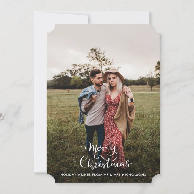 Cartes Pour Fêtes Annuelles Élégant Joyeux Noël | Photo en couple (Devant)