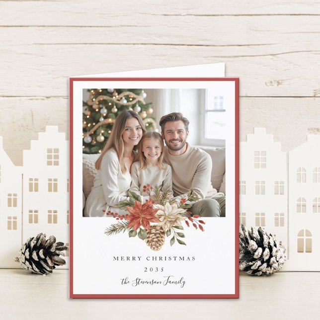 Cartes Pour Fêtes Annuelles Élégant Joyeux Noël Terracotta 2 Photo (Créateur téléchargé)
