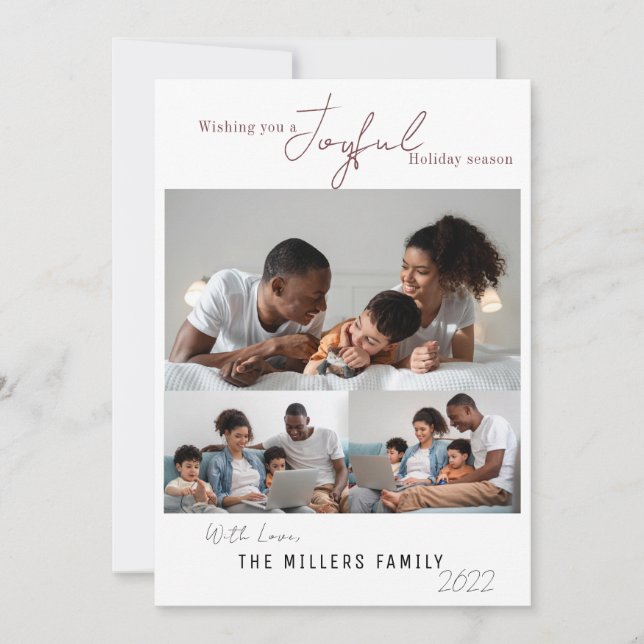 Cartes Pour Fêtes Annuelles Elégant Joyful Holiday Seasons 3 Photo (Devant)