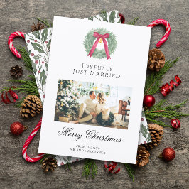 Cartes Pour Fêtes Annuelles Elegant Just Married Newlywed Christmas Photo Card