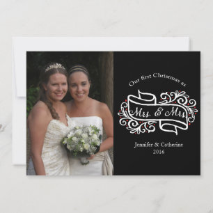 Cartes Pour Fêtes Annuelles Elegant Lesbian Newlyweds Christmas Photo Greeting