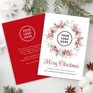 Cartes Pour Fêtes Annuelles Élégant logo d'entreprise Joyeux Noël d'entreprise