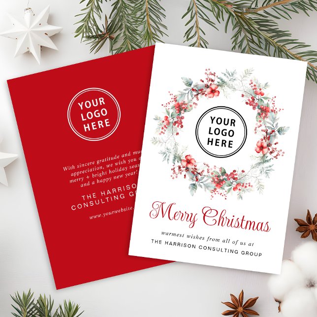 Cartes Pour Fêtes Annuelles Élégant logo d'entreprise Joyeux Noël d'entreprise (Spread the joy of the season and strengthen business relationships with our elegant holiday card)