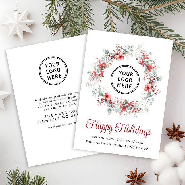 Cartes Pour Fêtes Annuelles Élégant logo d'entreprise Noël d'entreprise (Spread the joy of the season and strengthen business relationships with our elegant holiday card)