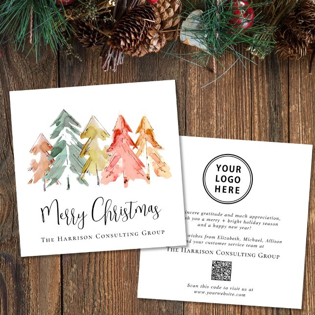 Cartes Pour Fêtes Annuelles Élégant logo d'entreprise QR Code Joyeux Noël (Spread the joy of the season and strengthen business relationships with our elegant holiday card)