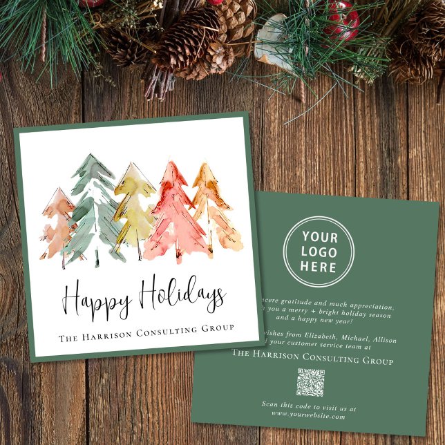 Cartes Pour Fêtes Annuelles Élégant logo d'entreprise QR Code Noël (Spread the joy of the season and strengthen business relationships with our elegant holiday card)