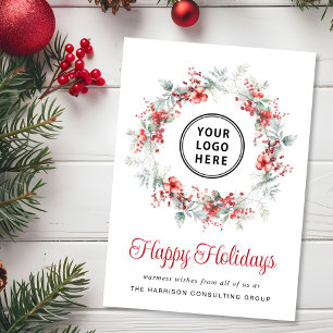 Cartes Pour Fêtes Annuelles Élégant Logo d'entreprise Wreath Business Noël d'e