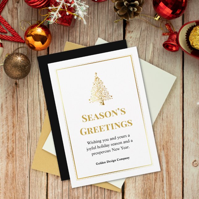 Cartes Pour Fêtes Annuelles Élégant logo professionnel personnalisé Noir Noël (Créateur téléchargé)