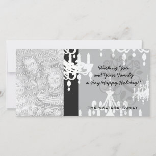 Cartes Pour Fêtes Annuelles élégant lustre noir blanc damassé