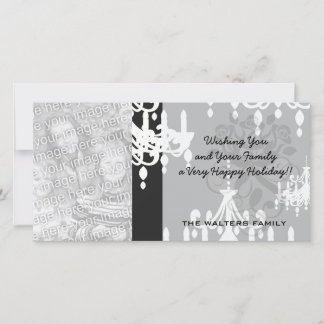 Cartes Pour Fêtes Annuelles élégant lustre noir blanc damassé