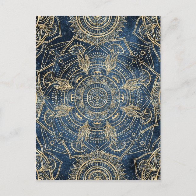 Cartes Pour Fêtes Annuelles Elégant Mandala Blue Whimsy Design (Devant)