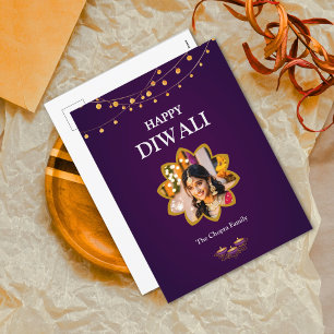 Cartes Pour Fêtes Annuelles Elégant Mandala personnalisé Photo Purple Gold diw