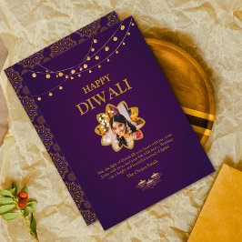Cartes Pour Fêtes Annuelles Elégant Mandala personnalisé Photo Purple Golden d