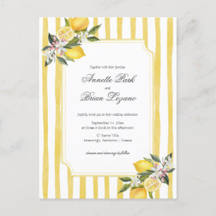 Cartes Pour Fêtes Annuelles Élégant Mariage de citron jaune méditerranéen