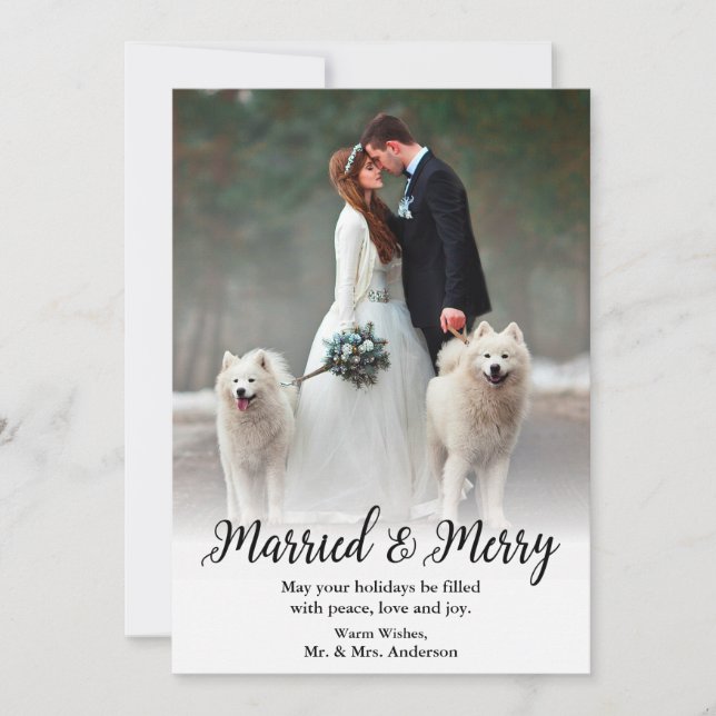 Cartes Pour Fêtes Annuelles Elégant mariage et joyeux Mariage photo (Devant)