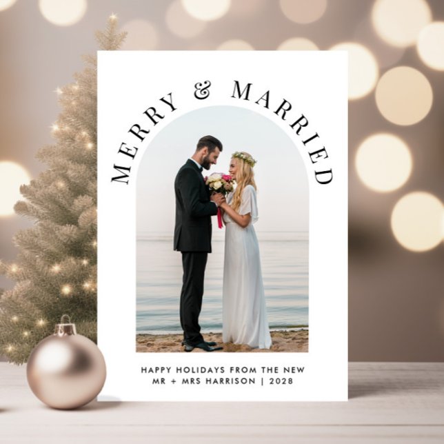 Cartes Pour Fêtes Annuelles Élégant Marié Et Joyeux Arc Photo Noël (A beautiful and unique way to announce your marriage to family and friends this holiday season)
