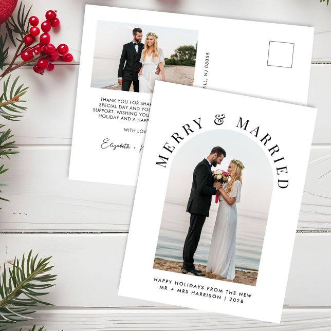 Cartes Pour Fêtes Annuelles Élégant Marié Merry Arch Photo Noël (Créateur téléchargé)