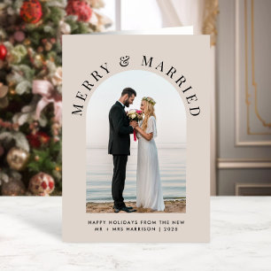 Cartes Pour Fêtes Annuelles Élégant Marié Merry Arch Photo Taupe Noël