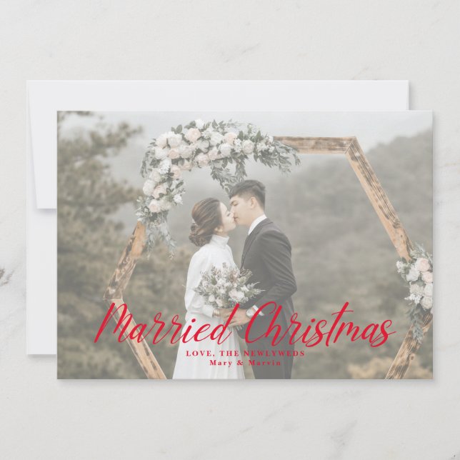 Cartes Pour Fêtes Annuelles Élégant Marié Noël Nouveau marié Photo Holiday C (Devant)