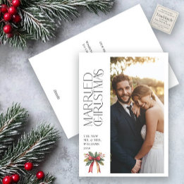 Cartes Pour Fêtes Annuelles Élégant Marié Noël Red Bow photo nouvellement mari