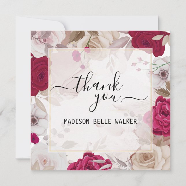 Cartes Pour Fêtes Annuelles Élégant Merci Graduation Floral (Devant)