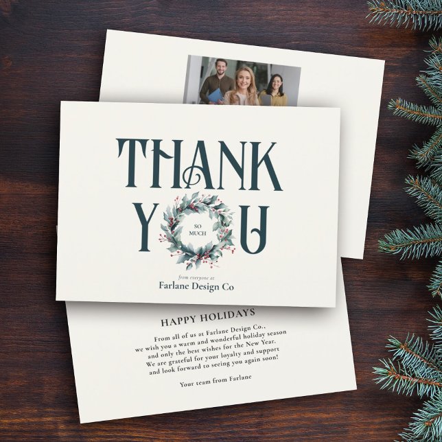 Cartes Pour Fêtes Annuelles Élégant Merci moderne Wreath Business (Créateur téléchargé)