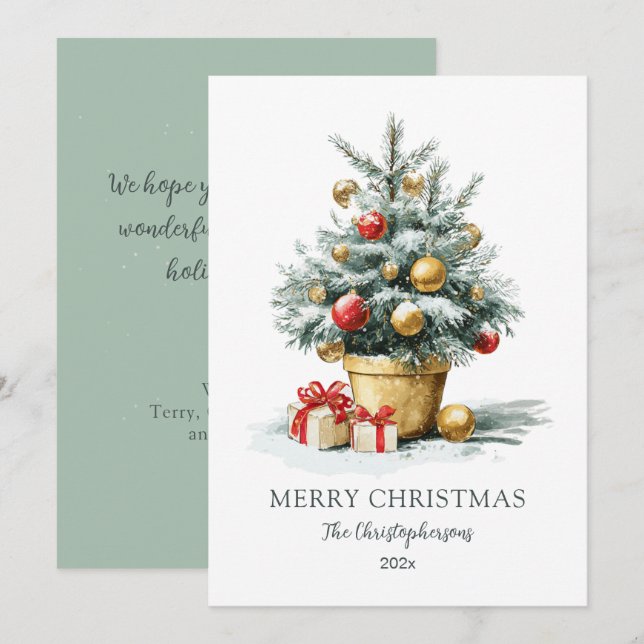 Cartes Pour Fêtes Annuelles Elegant Merry Christmas Tree Non Photo Card (Devant / Derrière)