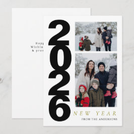 Cartes Pour Fêtes Annuelles Élégant minimal Joyeux Nouvel An Famille 2 Photo