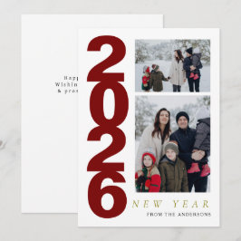 Cartes Pour Fêtes Annuelles Élégant minimal Joyeux Nouvel An Famille 2 Photo