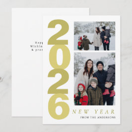 Cartes Pour Fêtes Annuelles Élégant minimal Joyeux Nouvel An Famille 2 Photo