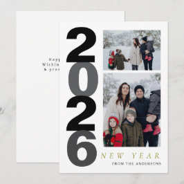 Cartes Pour Fêtes Annuelles Élégant minimal Joyeux Nouvel An Famille 2 Photo