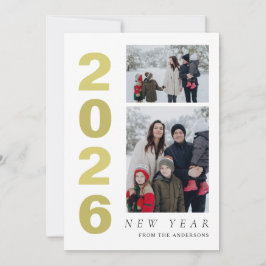 Cartes Pour Fêtes Annuelles Élégant minimal Joyeux Nouvel An Famille 2 Photo